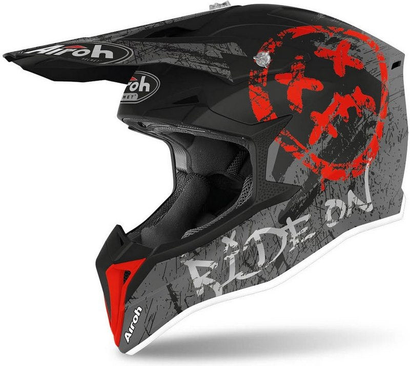 AIROH モトクロス ヘルメット ユース ラップ スマイル、レッド マット | WRSM55Y