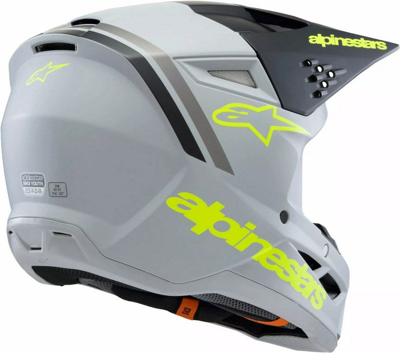 Alpinestars / アルパインスターズ ユース用 S-M3 Radium ヘルメット グレー ブラック イエロー | 8301925-9510