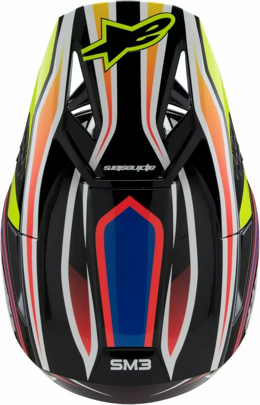Alpinestars / アルパインスターズ ユース用 S-M3 Wurx ヘルメット ブラック イエロー ブルー | 8302125-1574