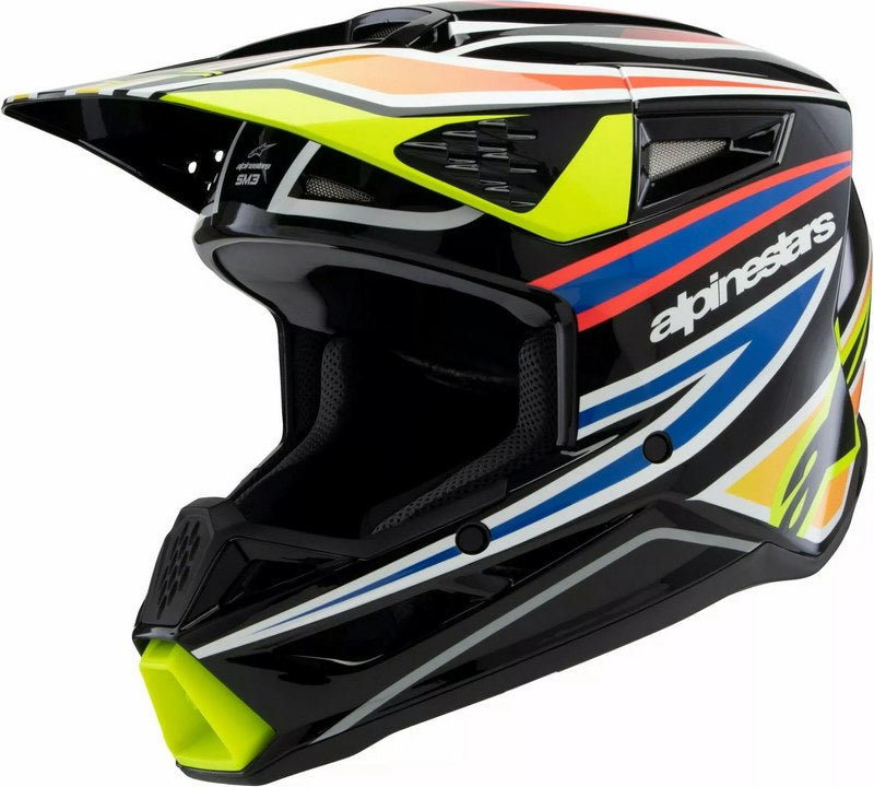 Alpinestars / アルパインスターズ ユース用 S-M3 Wurx ヘルメット ブラック イエロー ブルー | 8302125-1574