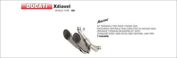 ARROW / アロー DUCATI XDIAVEL '17 チタン PRO RACING サイレンサー + 2:1:1 ステンレス GROUPING オリジナルコレクター用 | 71204PR
