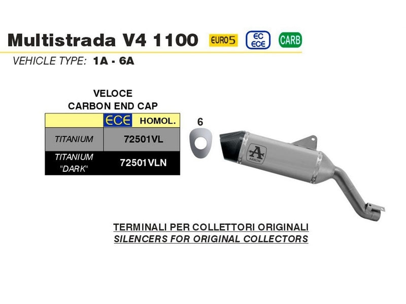 Arrow Veloce Black Titanium Exhaust Slip-On Approved | 72501VLN