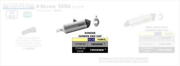 Arrow Street Sonora Titanium Silencer with Carby End Cap、Endcap Carbon、ECEホモログ、DBキラーが含まれています | 72502SK