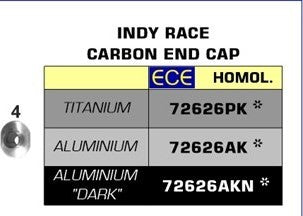 Arrow Street Indy Race Titanium Silencer、Carby End Cap、Endcap Carbon、ECEホモログ、DBキラーが含まれています | 72626PK