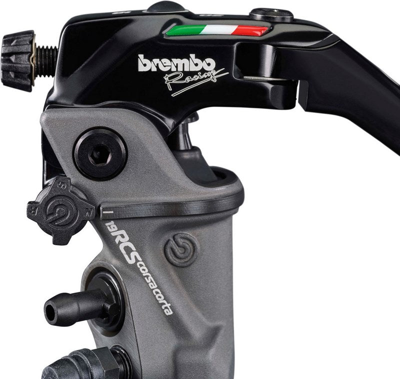 CNC Racing RADIAL BRAKE MASTER CYLINDER BREMBO 19RCS CORSA CORTA FOLD-UP LEVER 18-20 RATIO Black | 110C74010