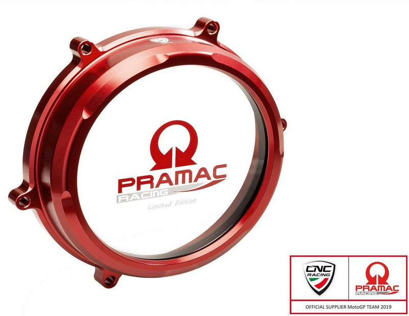 CNC Racing Clear oil bath clutch cover Ducati Panigale Pramac racing Lim. Ed. Red | CA200RPR