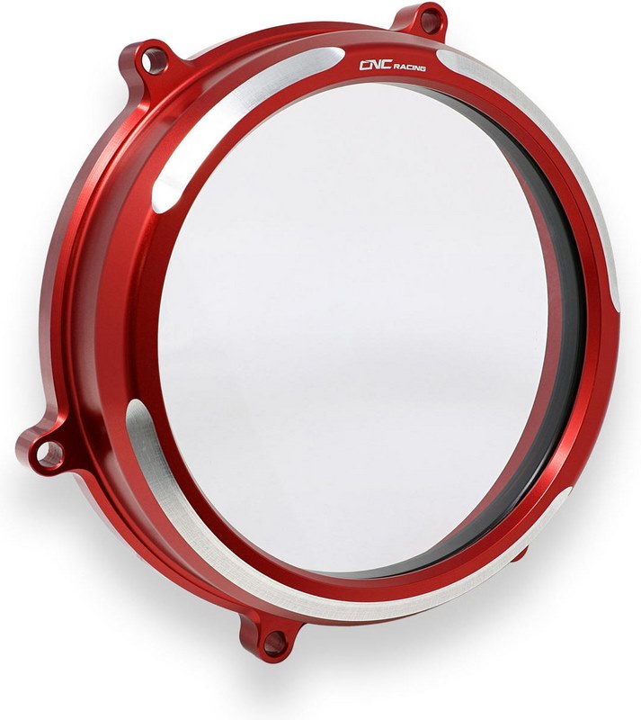 CNC Racing Clear oil bath clutch cover Ducati Panigale BICOLOR Red | CA200RS