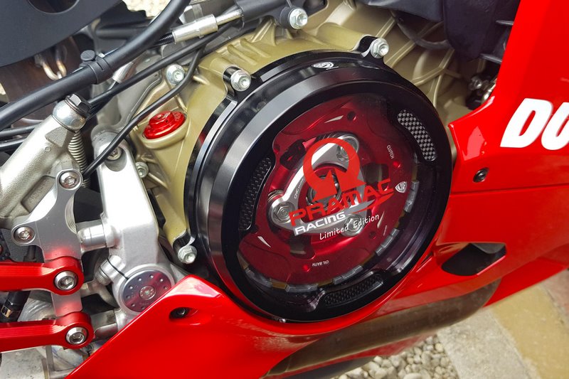 CNC Racing Clear oil bath clutch cover with carbon fiber inlay for Ducati Panigale Pramac Racing Lim. Ed. Black | CA201BPR