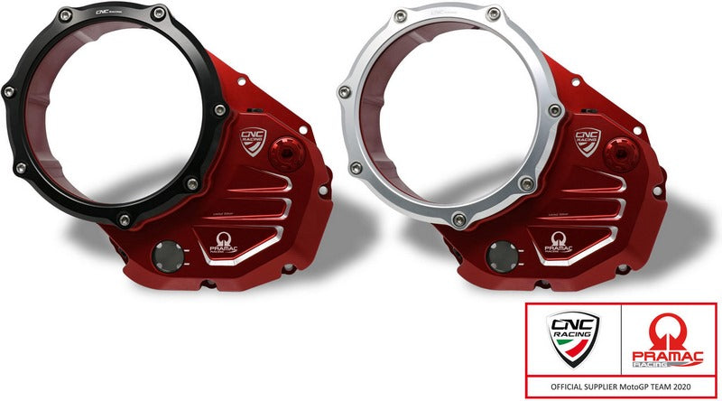 CNC Racing Clear cover oil bath clutch Ducati Pramac Racing Limited Edition Red/Black | CA501RBPR