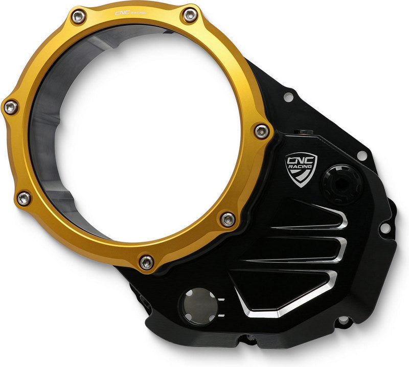 CNC Racing Clear cover oil bath clutch Ducati BICOLOR Black/Gold | CA502BG