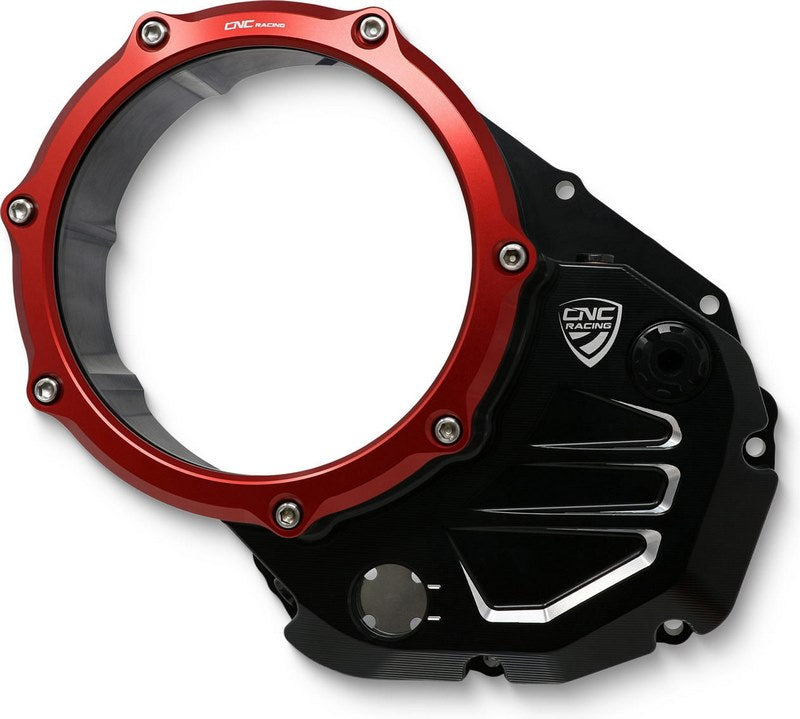 CNC Racing Clear cover oil bath clutch Ducati BICOLOR Black/Red | CA502BR