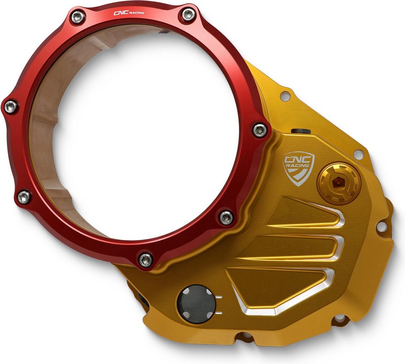 CNC Racing Clear cover oil bath clutch Ducati BICOLOR Gold/Red | CA502GR