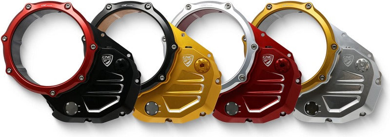 CNC Racing Clear cover oil bath clutch Ducati BICOLOR Red/Black | CA502RB