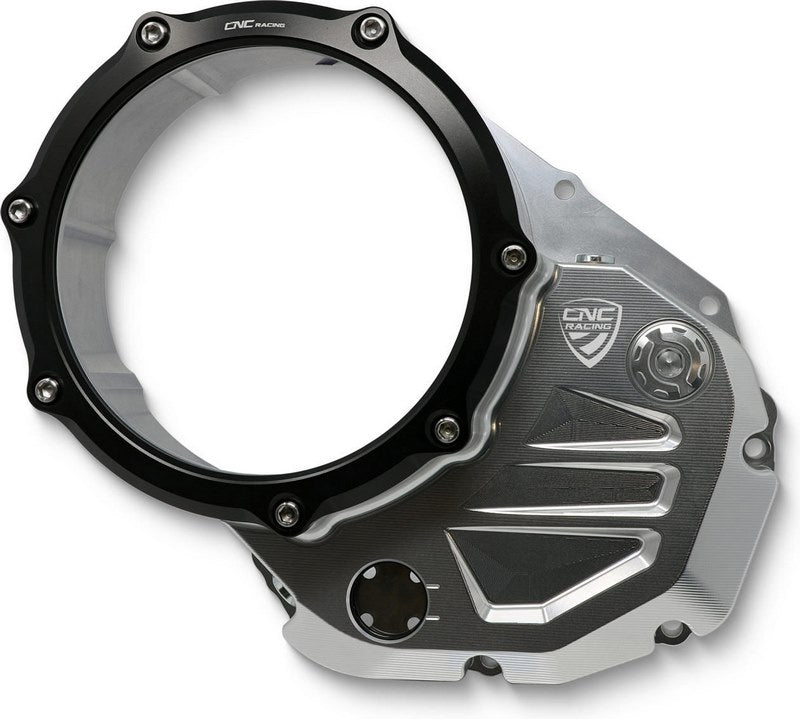 CNC Racing Clear cover oil bath clutch Ducati BICOLOR Silver/Black | CA502SB
