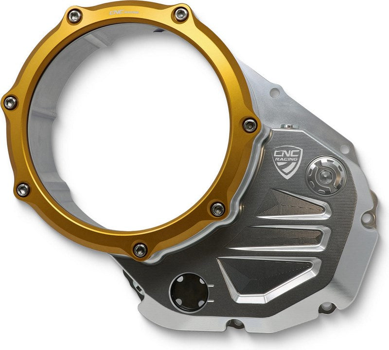 CNC Racing Clear cover oil bath clutch Ducati BICOLOR Silver/Gold | CA502SG