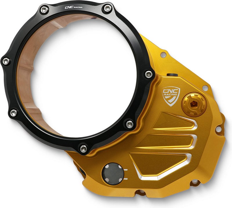 CNC Racing Clear cover oil bath clutch Ducati BICOLOR Gold/Black | CA503GB