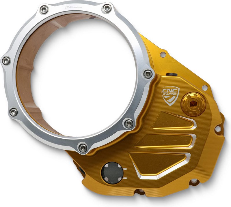 CNC Racing Clear cover oil bath clutch Ducati BICOLOR Gold/Silver | CA503GS