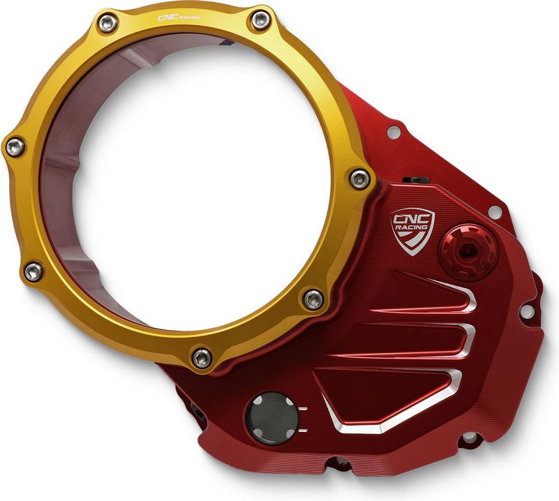 CNC Racing Clear cover oil bath clutch Ducati BICOLOR Red/Gold | CA503RG