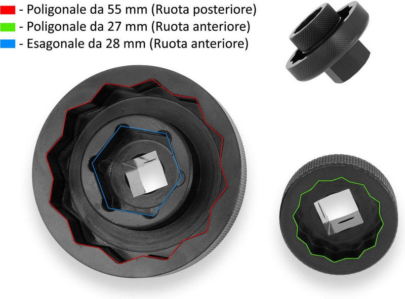 CNC Racing Socket drive tool for front and rear wheel nuts MV AGUSTA Black | CHM02B