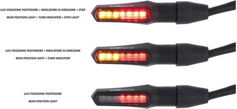 CNC Racing Turn indicator Task + rear position and stop light Led Approved Black | ID019B