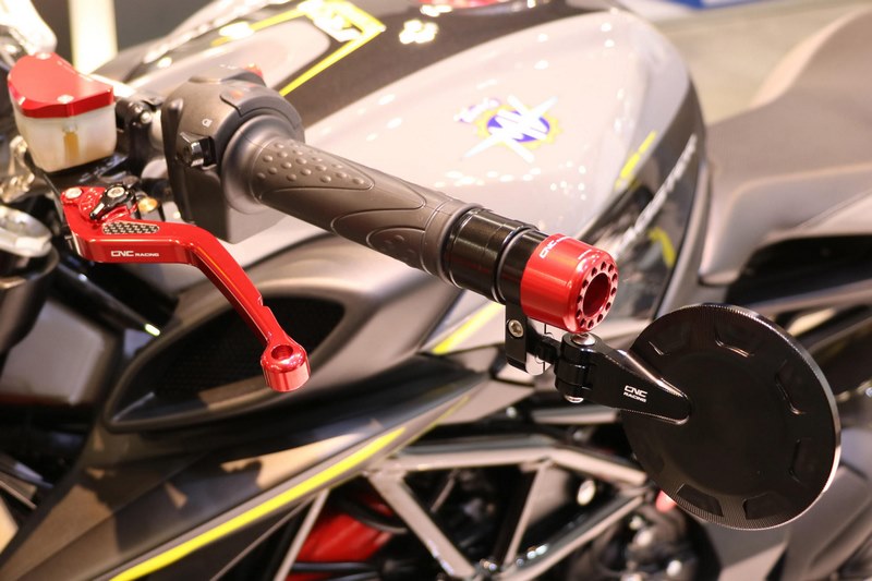 CNC Racing Adapter kit for bar-end mirror weight and lever guard on MV Agusta Dragster Black | MRA04B
