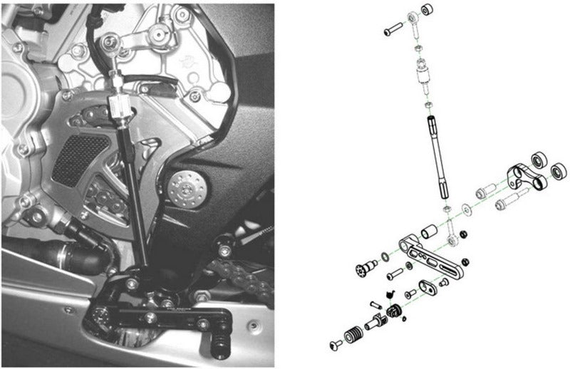 CNC Racing Adjustable rear sets - Reverse shifting MV Agusta LIMITED EDITION Red/Silver | PE330RS