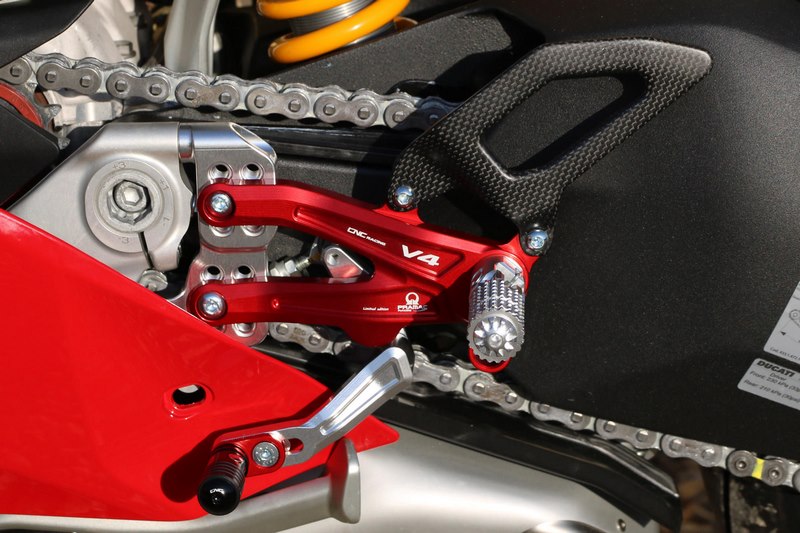 CNC Racing Adjustable rear sets RPS Ducati Panigale V4 R - Pramac Racing Limited Edition Silver/Red | PE408PR