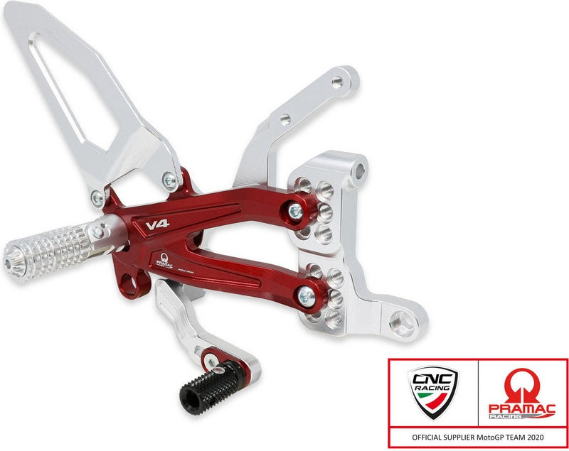 CNC Racing Adjustable rearsets Ducati Streetfighter V4 - Pramac Racing limited Edition Black | PE409BPR