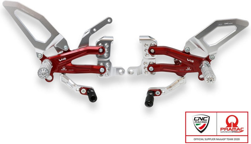 CNC Racing Adjustable rearsets Ducati Streetfighter V4 - Pramac Racing limited Edition Black | PE409BPR