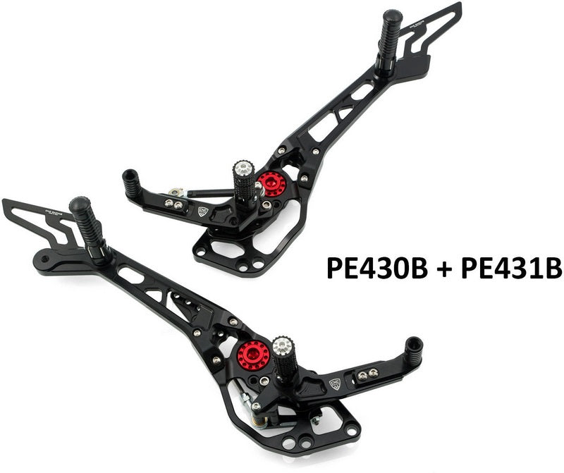 CNC Racing Adjustable rear sets passenger Ducati Hypermotard 821/939 Black | PE431B