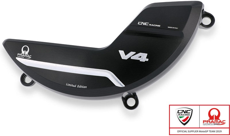 CNC Racing CLUTCH COVER PROTECTOR DUCATI PANIGALE V4 - PRAMAC RACING LIMITED EDITION Black/Silver | PR310BPR