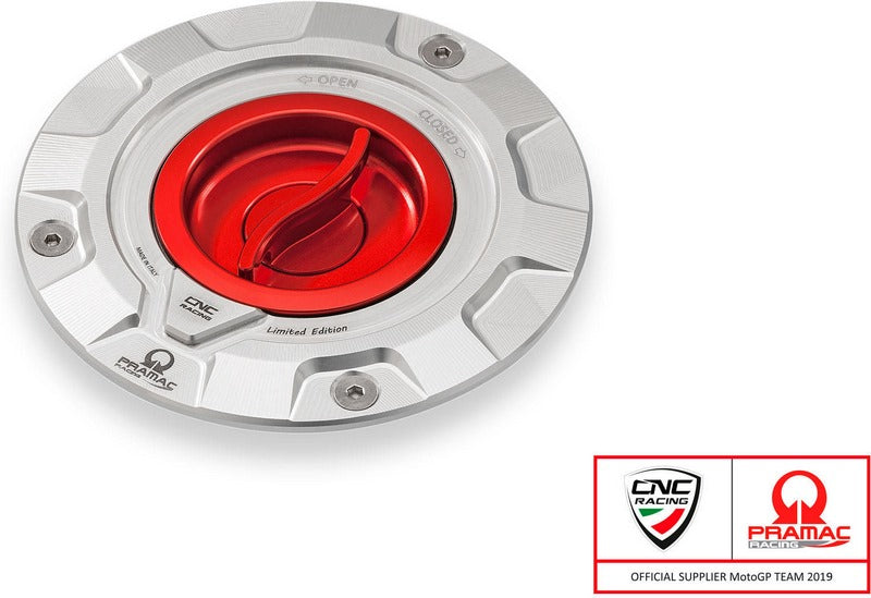 CNC Racing Fuel tank cap Pramac Racing Limited Edition Silver/Red | TS423SPR