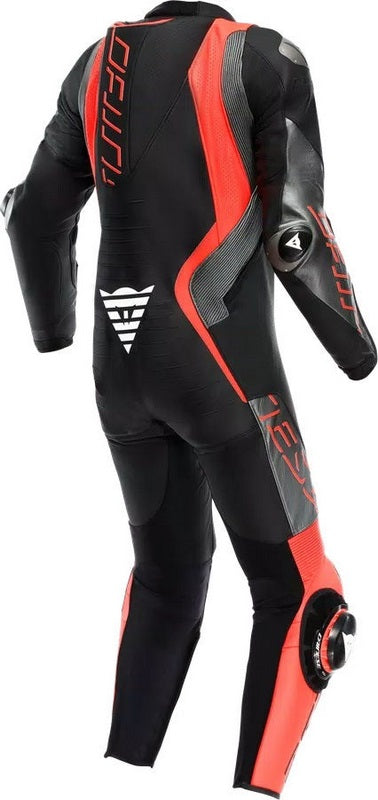 Dainese / ダイネーゼ AUDAX D-ZIP 1PC PERF. レザー スーツ ブラック/フルオレッド/アンスラサイト | 2015100002-Z09