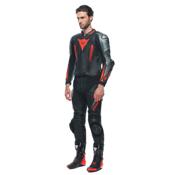 Dainese / ダイネーゼ Laguna Seca 5 2Pcs Leather Suit Black/Anthracite/Fluo-Red | 201513481-P80