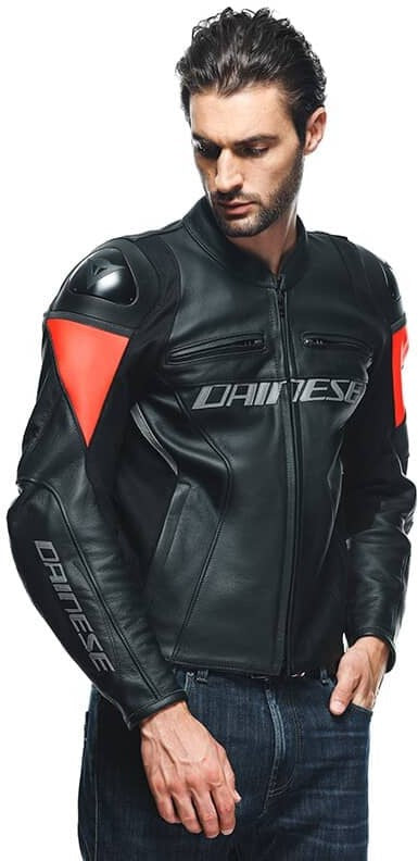 Dainese / ダイネーゼ RACING 4 レザー ジャケット ブラック/フルオレッド | 201533848628009