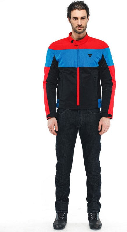 Dainese / ダイネーゼ ELETTRICA AIR テックス ジャケット ブラック/ラバレッド/ライトブルー | 20173524825F010