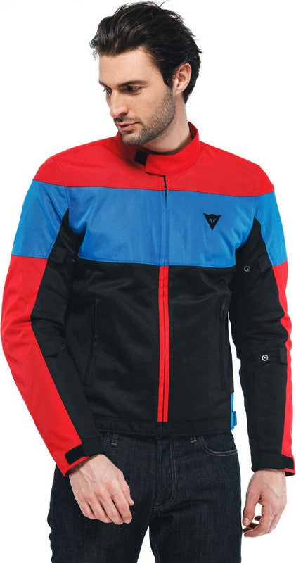 Dainese / ダイネーゼ ELETTRICA AIR テックス ジャケット ブラック/ラバレッド/ライトブルー | 20173524825F010