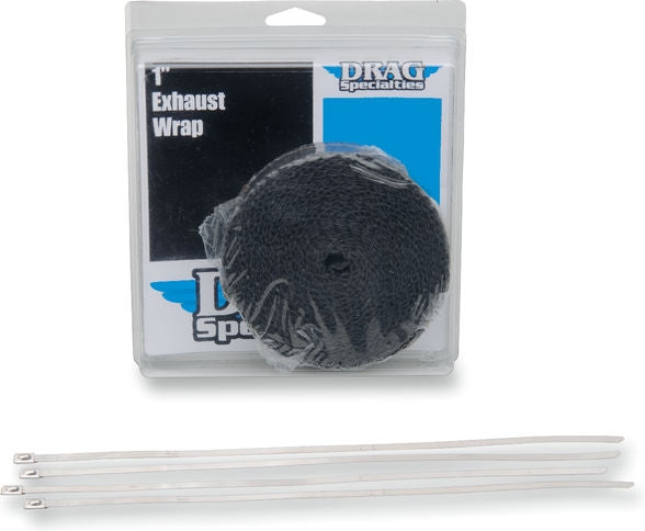 Drag Specialties WRAP EXH 1X25' BLK W/TIE | 526-2002-D