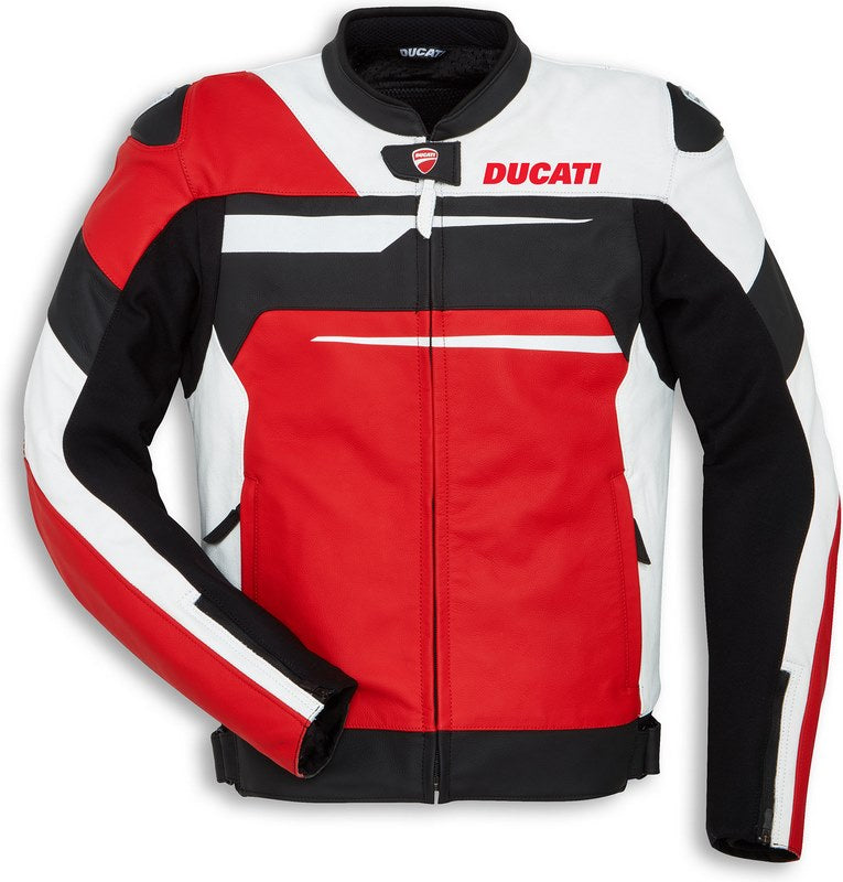 Ducati Accessories Speed Evo C1 Leather Jacket Standard Red-White-Black For Men | 9810441