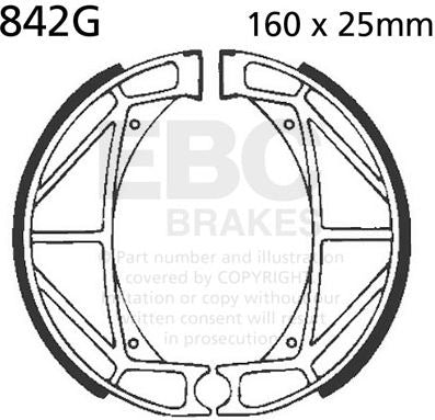 EBCブレーキ モーターサイクル 溝付き リプレイスメント ブレーキシューズ リア左側用 | 842G