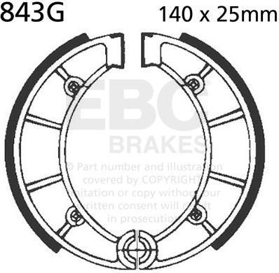 EBCブレーキ モーターサイクル 溝付き リプレイスメント ブレーキシューズ リア左側用 | 843G