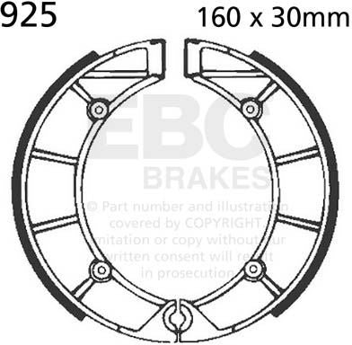 EBCブレーキ Plain モーターサイクル リプレイスメント ブレーキシューズ フロント左側用 | 925