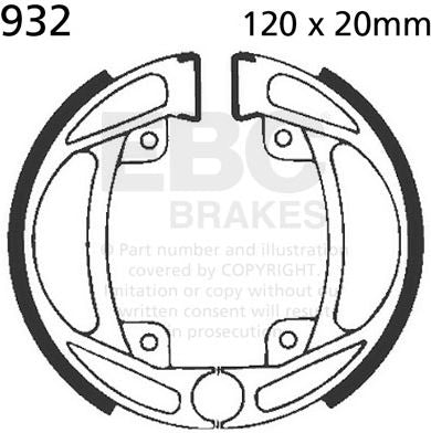 EBCブレーキ Plain モーターサイクル リプレイスメント ブレーキシューズ リア左側用 | 932