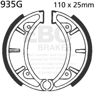 EBCブレーキ モーターサイクル 溝付き リプレイスメント ブレーキシューズ フロント左側用 | 935G