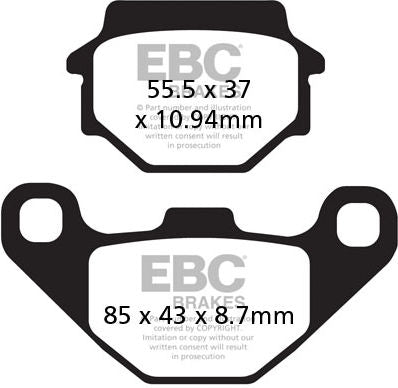EBCブレーキ カーボン TT パッド Enduro/MX バイク リア左側用 | FA372TT