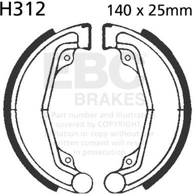 EBCブレーキ Plain モーターサイクル リプレイスメント ブレーキシューズ フロント左側用 | H312