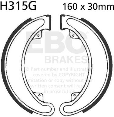 EBCブレーキ モーターサイクル 溝付き リプレイスメント ブレーキシューズ リア左側用 | H315G