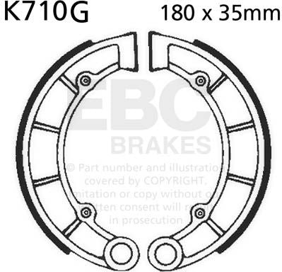 EBCブレーキ モーターサイクル 溝付き リプレイスメント ブレーキシューズ リア左側用 | K710G