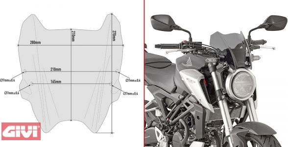 Givi / ジビ ティンテッド ウインドスクリーン 210 mm(高さ) 280 mm(幅) | A1164G