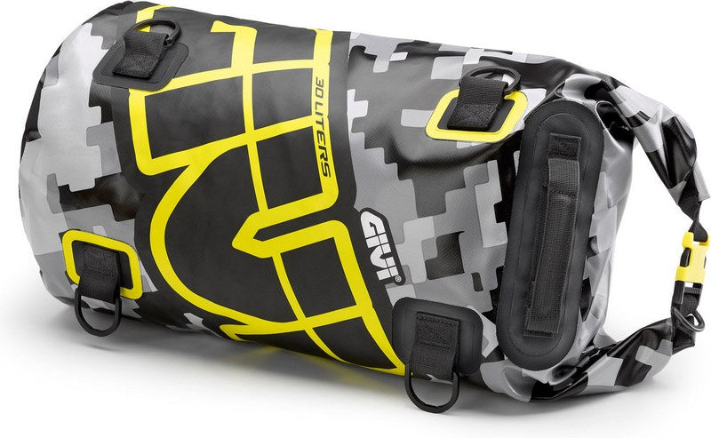 Givi / ジビ 防水 サドル / リアラックバッグ Easy-T EA114CM 30 L. HxLxW 27x50x27cm カモフラージュ グレー / イエロー | EA114CM
